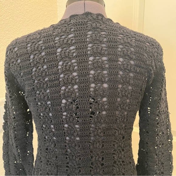 Say What? Black Open-Front Crochet Cardigan - Picture 6 of 11